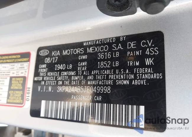 3KPA24AB5JE049998: 44117662