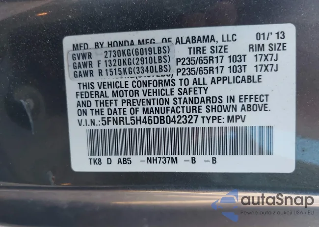 5FNRL5H46DB042327: 44117804