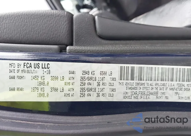 1C4RJFBG6JC244995: 44117820