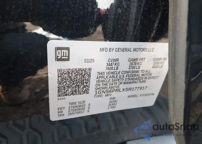 1GNS6PRLXSR177917: 44117825