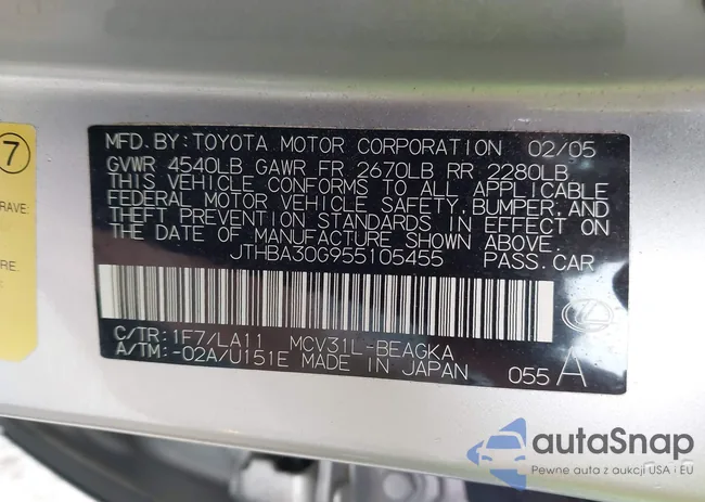 JTHBA30G955105455: 44117939