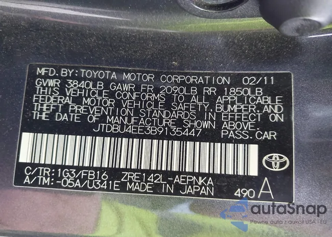 JTDBU4EE3B9135447: 44117988