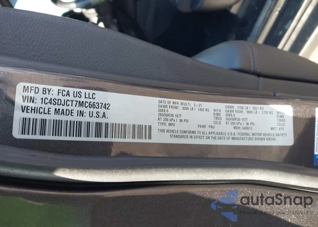 1C4SDJCT7MC663742: 44118013