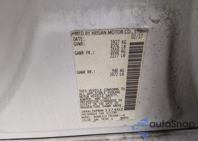 1N4AL3AP8HN337402: 44117122