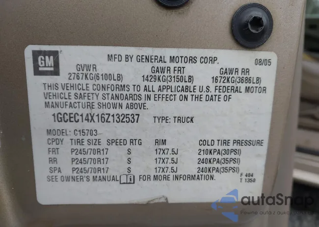 1GCEC14X16Z132537: 44117201