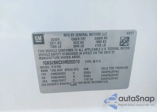 1GKS2BKCXHR282519: 44117207