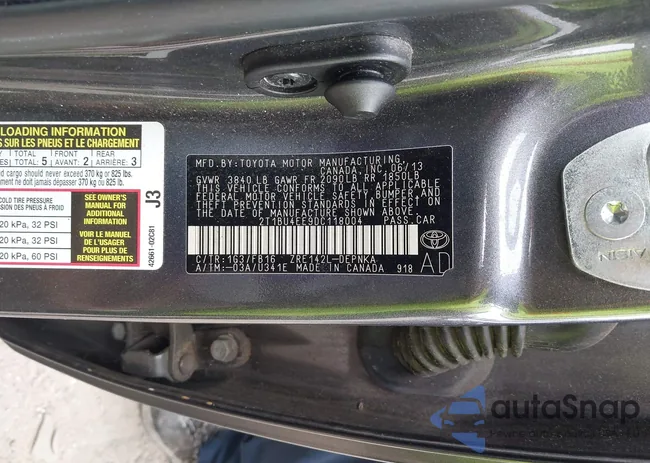 2T1BU4EE9DC118004: 44117220