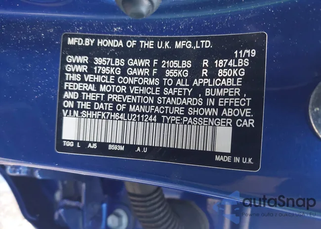 SHHFK7H64LU211244: 44117252