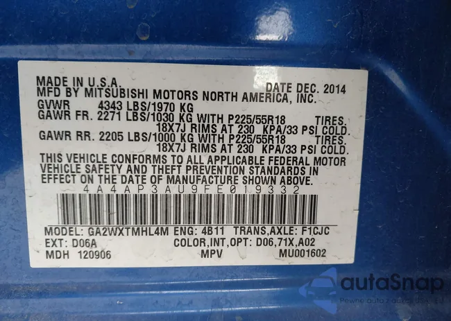 4A4AP3AU9FE019332: 44117281