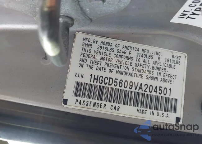 1HGCD5609VA204501: 44117500