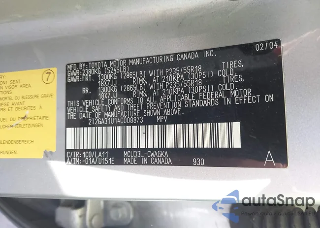 2T2GA31U14C008873: 44118512