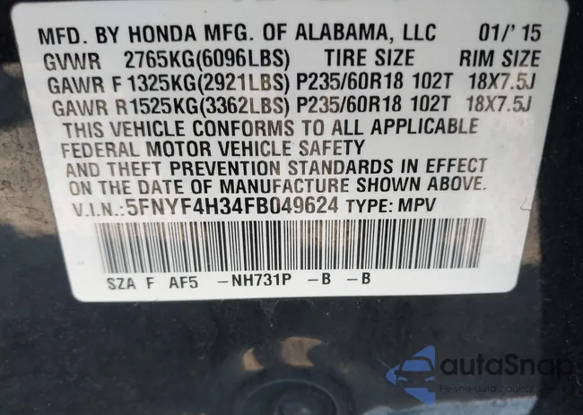 5FNYF4H34FB049624: 44118540