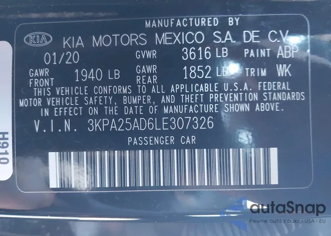 3KPA25AD6LE307326: 44118543