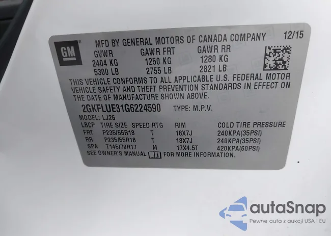 2GKFLUE31G6224590: 44118566