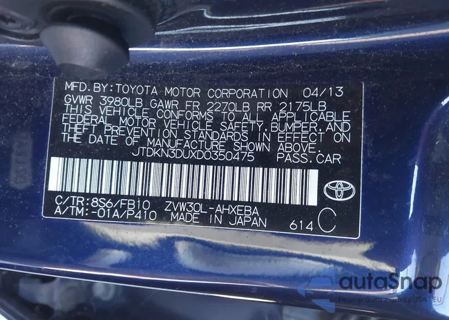 JTDKN3DUXD0350475: 44118614