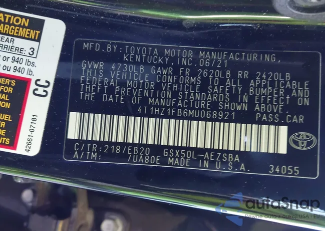 4T1HZ1FB6MU068921: 44118698