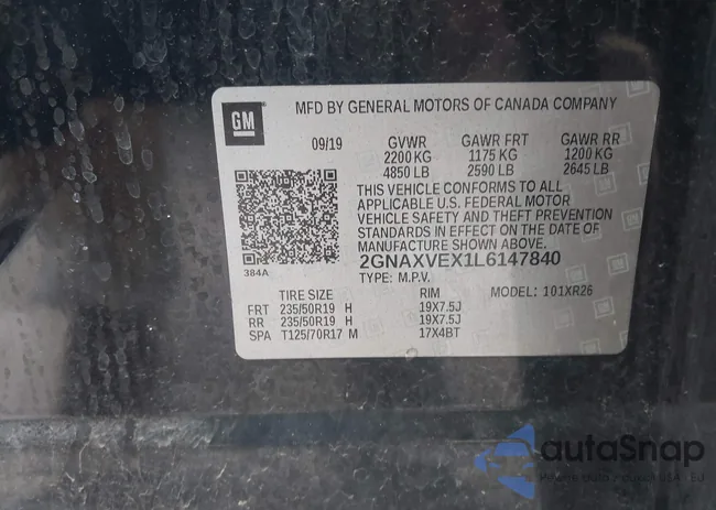 2GNAXVEX1L6147840: 44118700