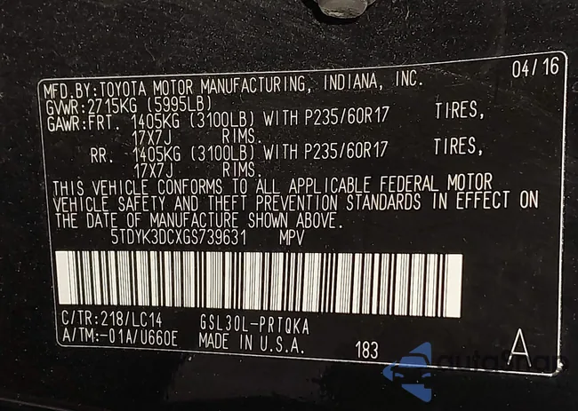 5TDYK3DCXGS739631: 44118719