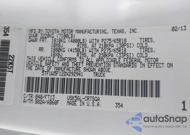 5TFUW5F12DX292941: 44118740