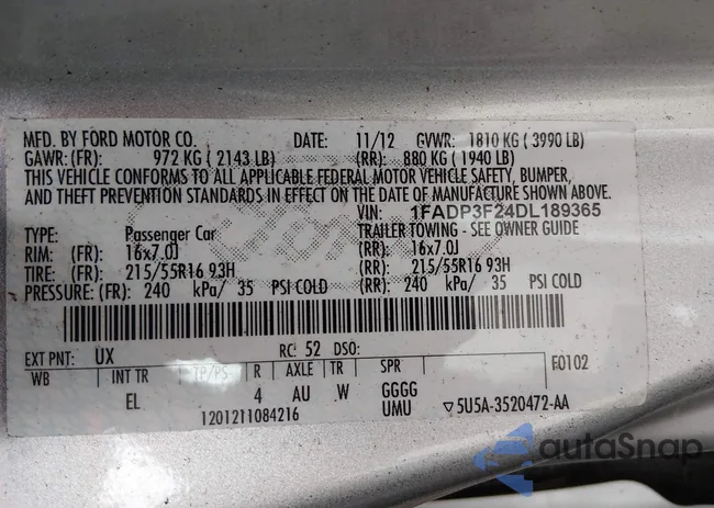 1FADP3F24DL189365: 44118832