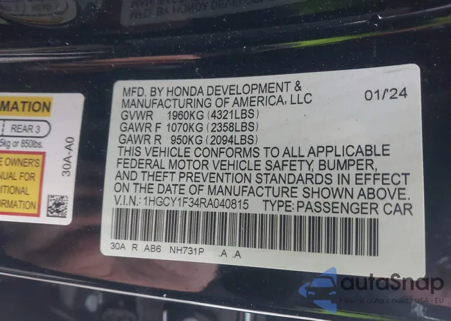 1HGCY1F34RA040815: 44118955