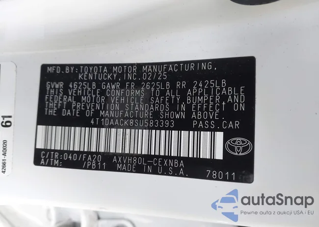 4T1DAACK8SU583393: 44118149