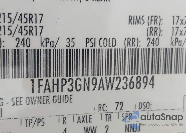 1FAHP3GN9AW236894: 44118161