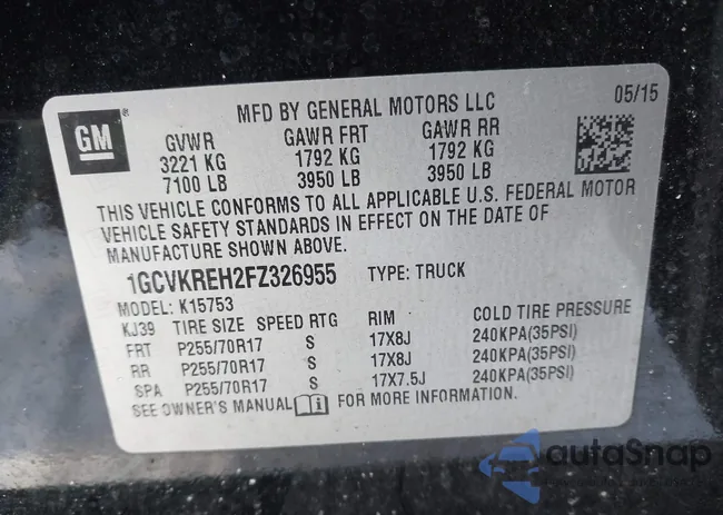 1GCVKREH2FZ326955: 44118244