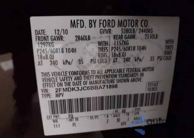 2FMDK3JC6BBA71898: 44118264