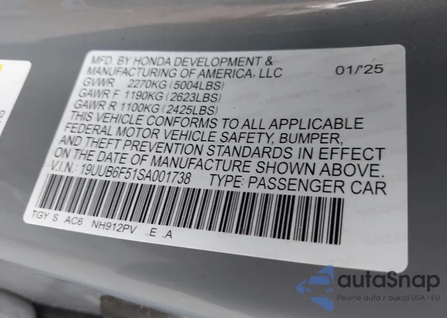 19UUB6F51SA001738: 44118377