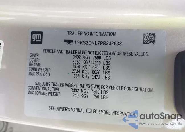 1GKS2DKL7PR232638: 44118400