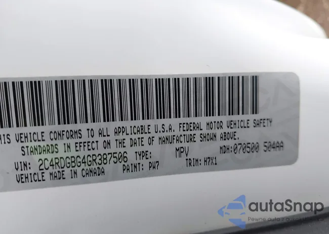 2C4RDGBG4GR387506: 44119704