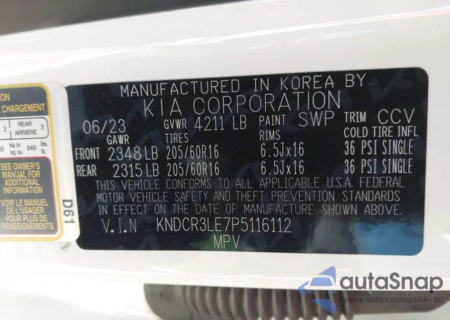 KNDCR3LE7P5116112: 44119709