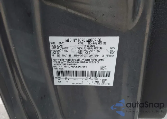 1FTMF1CM6CKD73380: 44119726