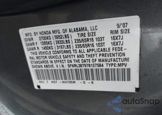 5FNRL38797B127584: 44119791