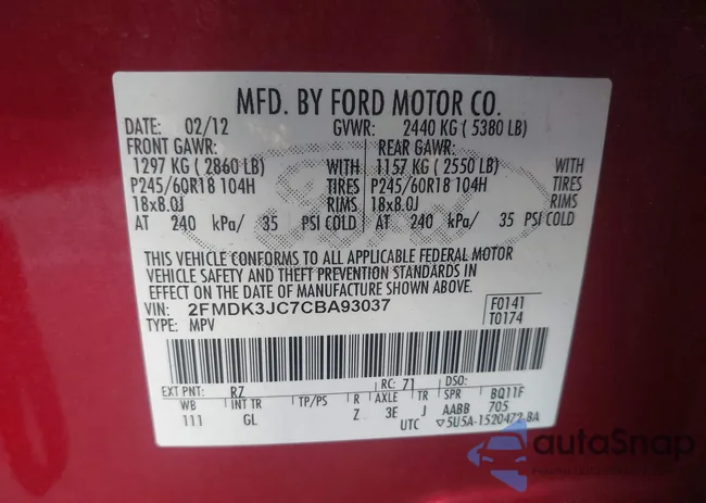 2FMDK3JC7CBA93037: 44119807