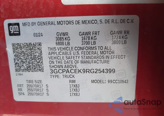 3GCPACEK9RG254399: 44119820