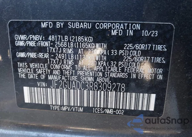 JF2GUADC3R8309278: 44119830