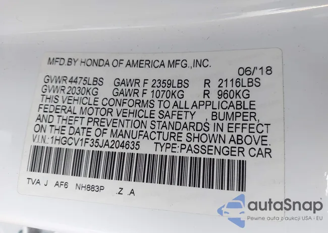 1HGCV1F35JA204635: 44119919