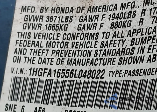 1HGFA16556L048022: 44120077