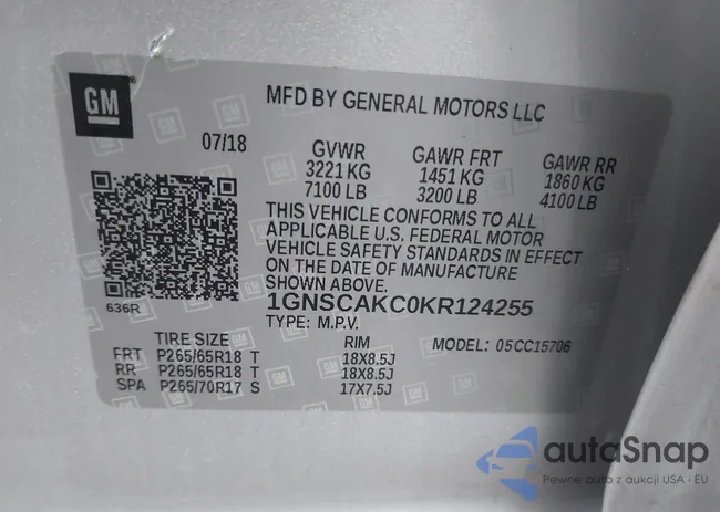 1GNSCAKC0KR124255: 44119125