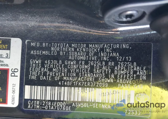 4T4BF1FK7ER372099: 44119245