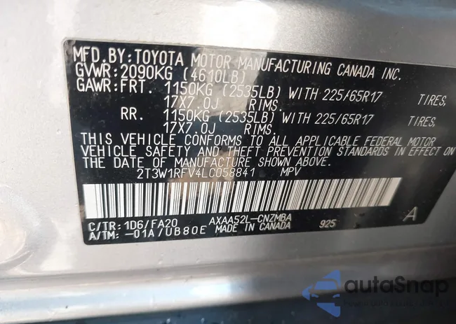 2T3W1RFV4LC058841: 44119375