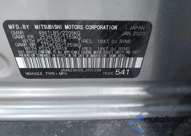 JA4AZ3A33LJ001298: 44120521