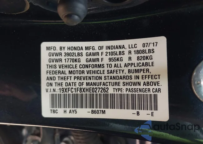 19XFC1F8XHE027262: 44120640