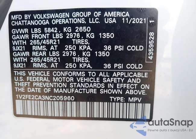 1V2FE2CA3NC205960: 44120661