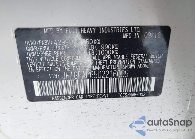 JF1GPAL65D2216099: 44120747
