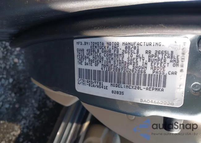 4T1BF28B72U202866: 44120881