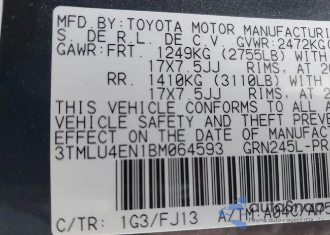 3TMLU4EN1BM064593: 44120883