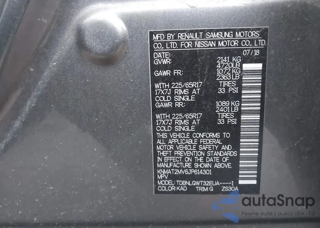 KNMAT2MV6JP614301: 44120907